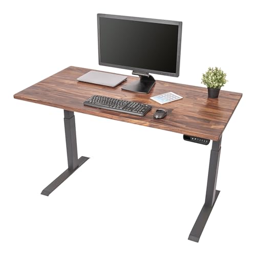Stand Up Desk Store Solid Wood Top Electric Adjustable Height Standing Desk with Programmable Memory (Charcoal Frame/Walnut Top, 60\" Wide)