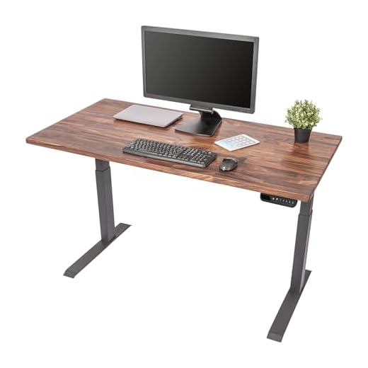Stand Up Desk Store Solid Wood Top Electric Adjustable Height Standing Desk with Programmable Memory (Charcoal Frame/Walnut Top, 60" Wide)