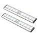 Wireless Motion Sensor Cabinet Lights 10-LED USB Rechargeable Closet Lights LED Under Cabinet Lighting for Wardrobe/Drawer/Stairs/Cupboard/Counter/Pantry/Stairs,Stick On Anywhere,2 Pack,White Light