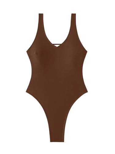 Image of Foxiny Sexy Backless Cheeky High Cut Leg Thong V Neck One Piece Swimsuit