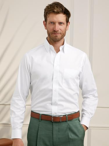 Paul Fredrick Men's Slim Fit Non-Iron Cotton Straight Collar Dress Shirt2