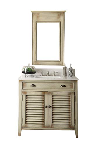 Benton-Collection-36-Abbeville-Farmhuose-Distressed-Rustic-Beige-Bath-Vanity-and-Mirror-CF-28324W-MIR Benton Collection 36 Abbeville Farmhuose Distressed Rustic Beige Bath Vanity and Mirror CF 28324W MIR
