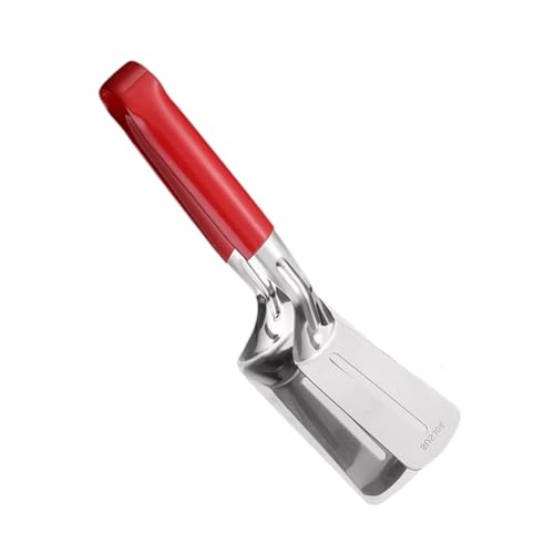 Cooking Tongs - Stainless Steel Clamp Spatula | Metal Steak Clamps, Heavy Duty Food Gripper, Non-Stick Wide Mouth Food Turner for Steak Fish Bread Hamburger BBQ Pizza Pancake Pies