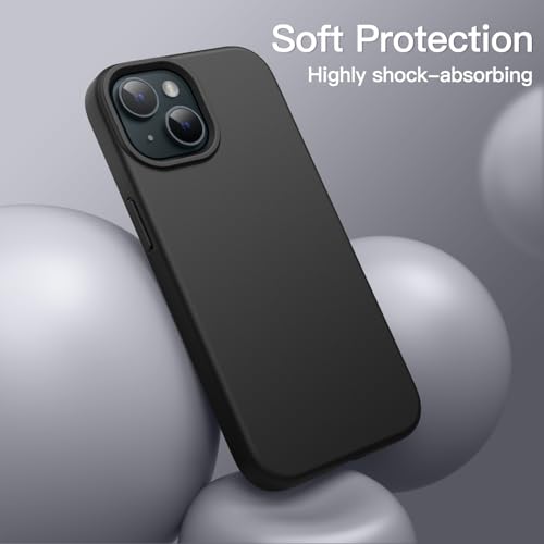 Image of JETech Silicone Cover Case for iPhone 15 6.1-Inch, Silky-Soft Touch Full-Body Protective Phone Case, Shockproof Cover (Black)