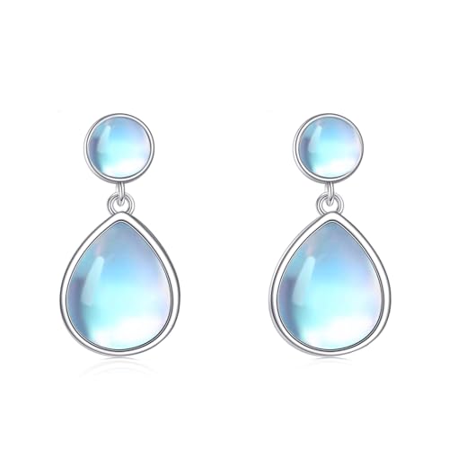 Larimar/Rose Quartz/Labradorite/Moonstone/Opal Earrings for Women Sterling Silver Teardrop Stud Earrings Jewelry Gift for Women