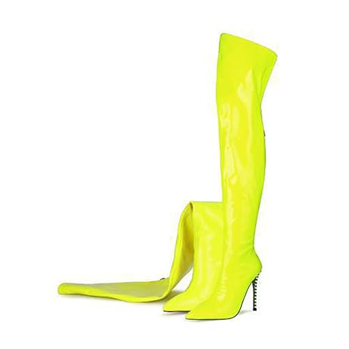 Image of Thigh high boots for women striped Back zipper Burgundy Zebra Print Over the knee Sexy gold white pointed toe Cow Print leopard Magenta stiletto heel