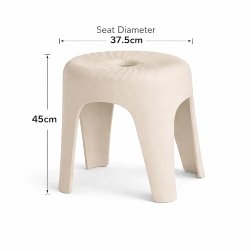 Image of Modern Plastic Stool for Home & Bathroom | Strong & Durable Multipurpose Stool for Sitting, Footrest & Kitchen Use | Elegant Cream Color