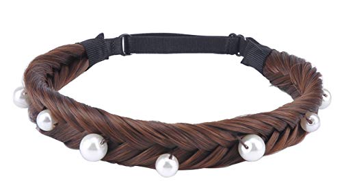 New Style Elastic Synthetic Hair Braid Headband Women Braids Plaited Braided Headbands with Pearl Beads