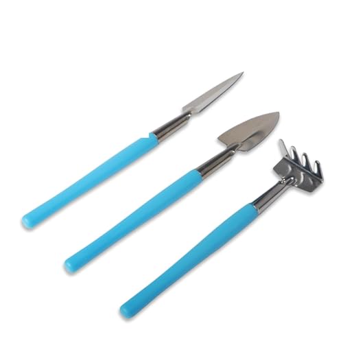 LuckyOpt Mini Gardening Tools, 3Pcs Stainless Succulent Tools Kit Shovel Rake Trowel, 2 Colors Hand...