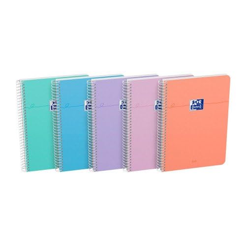 Oxford Cahiers spirales Smart 15,5 x 21,5 cm - Petits carreaux - 160 pages (lot de 5)