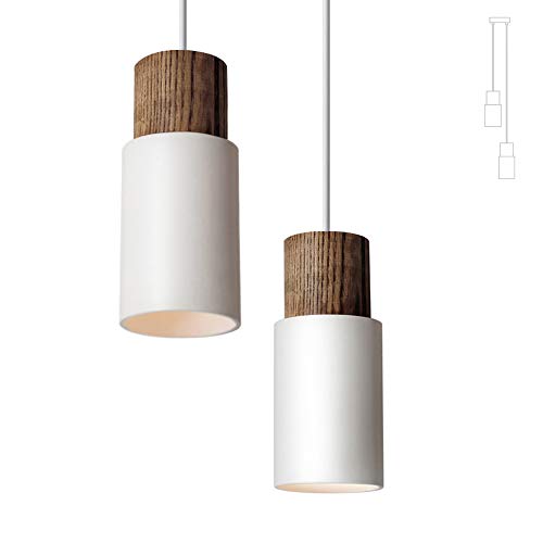 Matiere Lámpara de Techo LED Lámpara Colgante E27 lámpara industrial de estilo vintage Metal moderna lámpara vintage parasala de estar Dormitorio cocina Restaurante Coffee Bar blanco (M-406S/WH-2)