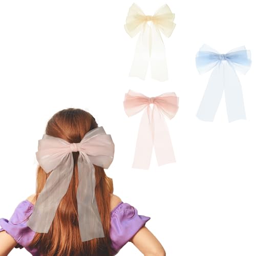Lazos grandes de tul para el pelo: pasadores elegantes de doble capa y accesorios para bodas