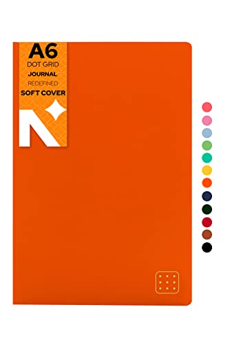 NEORAH -A6 Dotgrid Notebook SOFT COVER Organiser REFILL|Dotted notebook Journal | 110 GSM |160 pages (Size 14.8 cm x 10.5 cm) Planner Journaling Writing Note Taking Diary,Travellers journal - ORANGE
