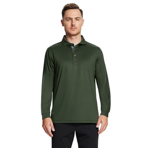 Image of Mens Polo Shirts Short and Long Sleeve Casual Solid Stylish Dry Fit Performance Designed Collared Golf Polo Shirts for Men
