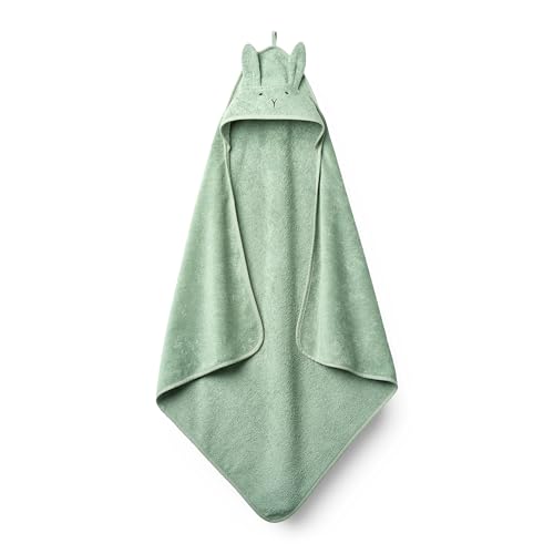 Image of Huxie Baby Hooded Towel – Organic Cotton Baby Bath Towels – Baby Towels, Baby Bath Towels for Baby Boy, Baby Girl, 32" x 32" Super-Soft and Absorbent Baby Towels for Newborn (Rabbit Roman Green)