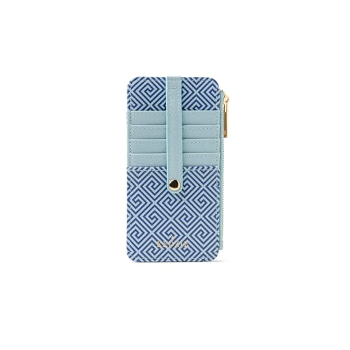 Image of KEDZIE Essentials Only Women's Zippered Wallet in Vegan Leather Small Card Holder Wallet Exterior ID Window - Greek to Me