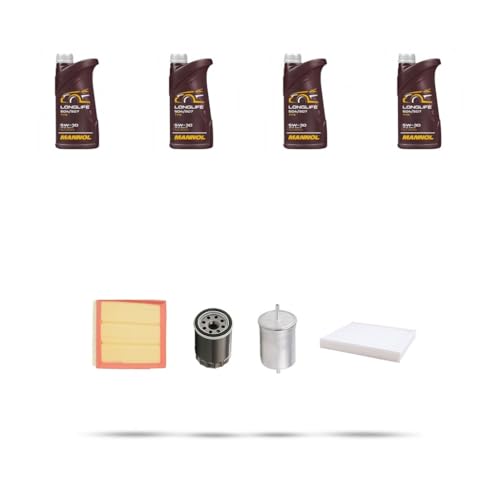 Questo Kit include : 1 filtro Aria, 1 filtro Olio, 1 filtro Carburante, 1 filtro Abitacolo e 4 Litri di MANNOL Longlife 504/507 5W-30 7715