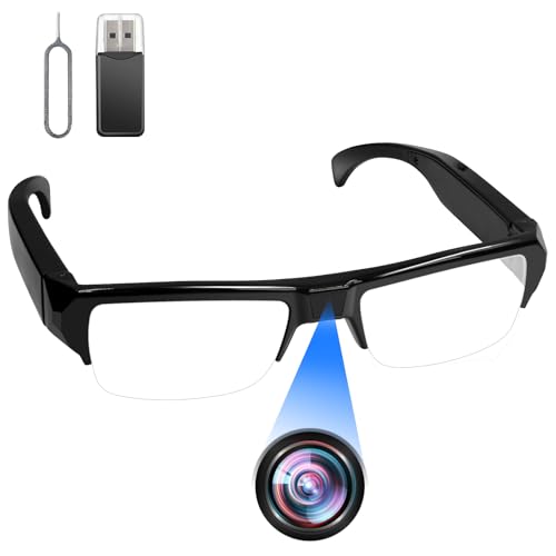 Mini Cámara Espía Oculta HD 1080P, Gafas con Cámara Oculta sin WiFi, Microcámara Espía Camuflada con Grabación de vídeo y Audio, Spy Camaras Invisibles para Actividades de Interior y Exterior