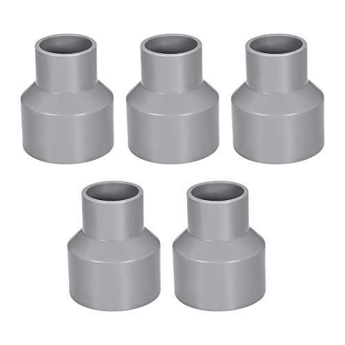 sourcing map Acoplamiento reductor de PVC de cubo por cubo de 50mm x 32mm Adaptador de tuber�a DWV Gris 5uds