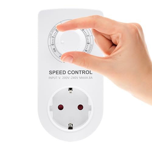 8A Drehzahlregler 230V Motor Drehzahlregler 230V Gebläse Geschwindigkeitsregler,1600W(ohmsche Last), 500W (induktive Last) für Winkelschleifer/Gebläse/Abluftventilator