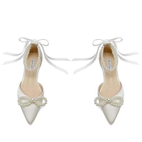 Pearl Wedding Shoes for Bride Flats Pointed Toe Flat Bridal Shoes Women Evening Dress Shoes2