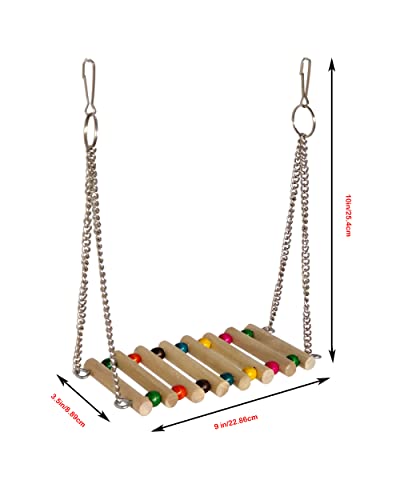 Image of KSK Parrot Swing Bird Toy | Natural Wood Cage Hanging Swing for Small & Medium Birds