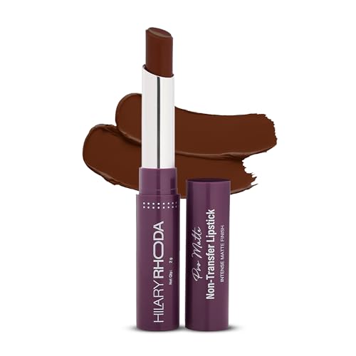 Image of Hilary Rhoda Pro Matte Non-Transfer Lipstick | Waterproof & Smudge-Proof | 12-Hour Long Stay | 24 Shades Available | Highly Pigmented Matte Finish Lipstick | 2g - (Expresso | Shade 12)