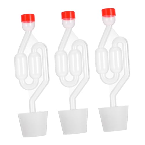 KICHOUSE 3sets S-shape for Wine and Beer Making Transparent One-way Exhaust with Stopper Accessories for Home Brewing and Processes s