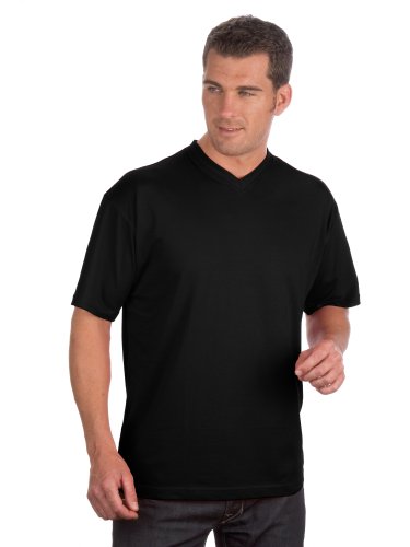 Preisvergleich Produktbild QUALITYSHIRTS 2 V-Neck T-Shirt im Doppelpack, Gr. L, schwarz