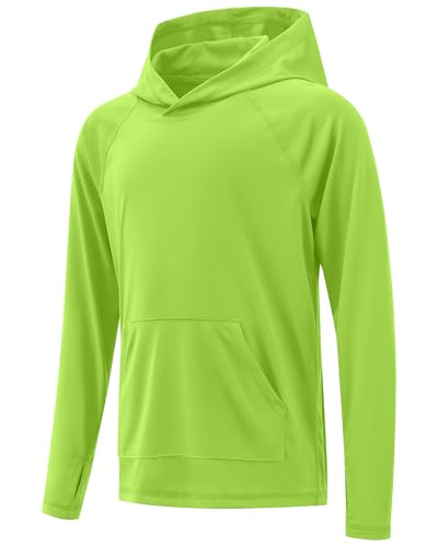Image of Boys Rash Guard Long Sleeve Hoodie Swim Shirt with Pocket Youth Kids UPF 50+ Sun Protection Fishing Shirts Thumb Hole