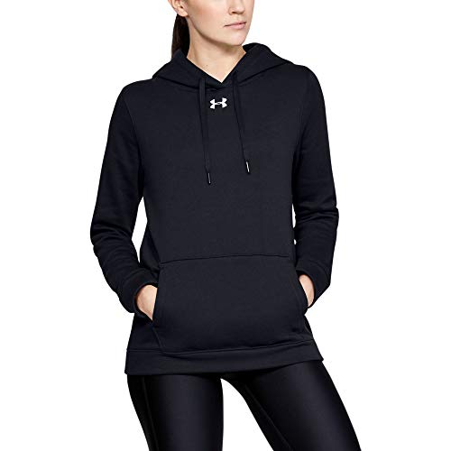 Under Armour Women's Hustle Fleece Hoodie , Black (001)/White , X-Large