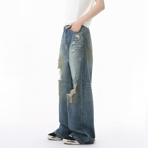 Men's Jeans Autunm American Retro Wide-Leg Commute Casual Slim Fit Home Weekend Long Pants4