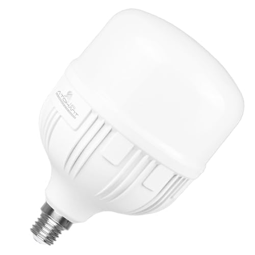 LED ATOMANT Bombilla LED E27 T120 50W, Color Blanco Frio (6500K), 5500 Lumenes, Casquillo grueso, Equivalente a 550W tradicional