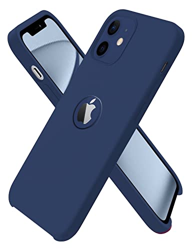 VONZEE Liquid Silicone Soft Back Cover for iPhone 12 Mini Case, Shockproof Slim Camera & Full Body Protection Non Yellowing Cover with Microfiber Lining & Logo Cut (5.4 Inch) -Blue- Best and cheap mobile covers in India