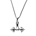 FXLYMR Vintage Vêtements Pour Hommes Collier Pendentif de Remise En Forme, En Acier Inoxydable Haltère Gym Haltérophiles Cadeaux D'Entraînement de Sport Culturisme Bijoux, 24 Pouces Chaîne Pearl