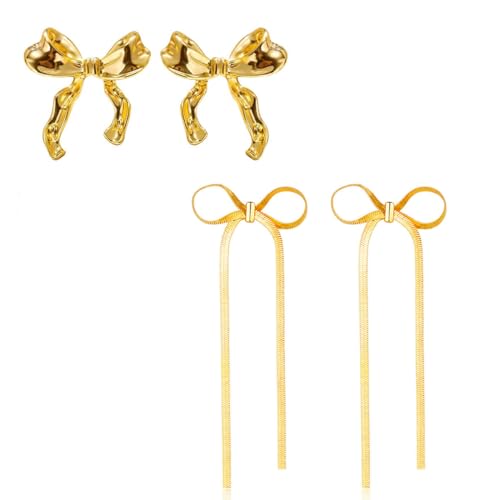 Pendientes de lazo de oro para mujer perfectos para invitadas de fiesta y eventos