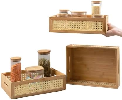Organizador em Bambu e Palhinha, Tamanho Grande 40x28x9cm, para B...