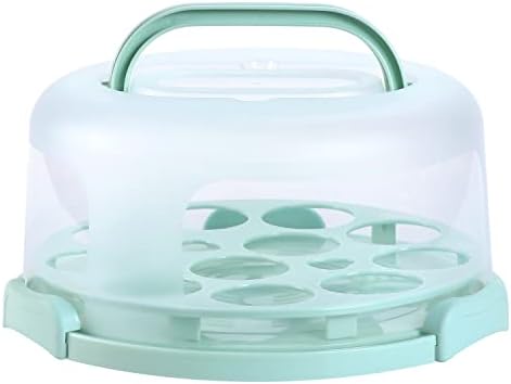Ohuhu Cake Container Plastic Cover Lid Cake Carrier Cupcake Holder Portable Round - Two Sided Base for Pies Cookies Nuts Fruit etc - Suitable for 10 inch Cake Christmas Gifts