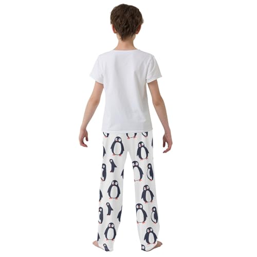 Boys' Pants Cartoon Cute Penguins White Long Bottoms Jogger Pants Elastic Waist Trousers with Pockets S-XL3
