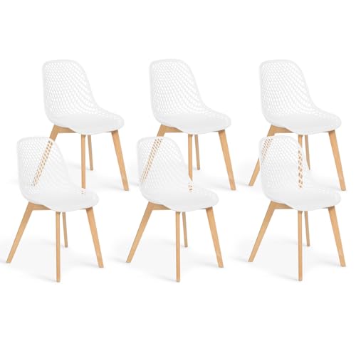 IDMarket - Lot de 6 chaises Mandy Blanches pour Salle à Manger