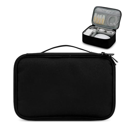 YXADGML Kabel Organizer Multifunktionale Digitale Aufbewahrungstasche, Ladegerät, Netzteil, Datenkabel, Ladeschatz, Schutztasche, Organizer-Box(Black,EVAextendeddoublebox)