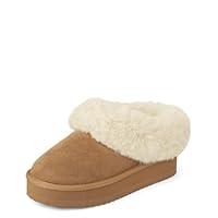 The Children's Place,Girls Indoor/Outdoor Comfy Slip On Platform Shoes, Faux Fur Lined,Tan,Big Kid,3
