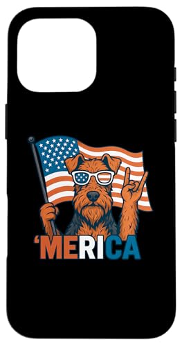 エアデール・テリア メリカ アメリカ国旗 7月4日 犬好き スマホケース iPhone 16 Pro Max 用