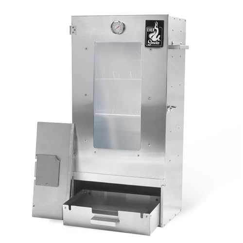 Eversmoke Räucherofen Excellent II Medium – Edelstahl Räucher Starter Set mit Sichtscheibe, Thermometer & Zubehör - Räucherschrank für Fisch, Fleisch & Käse (Räucherofen)