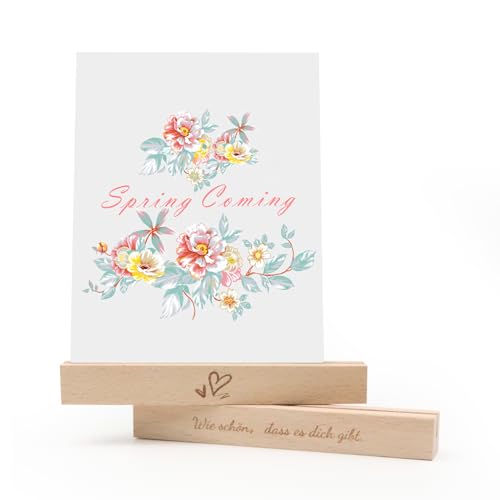 ROYUEXT Holz Kartenhalter Set, Stabiler Kartenhalter 2 Stück mit Wie schön, dass es dich gibt, Bilderständer aus Holz 15×2×2 mit 4mm breiten Spalt