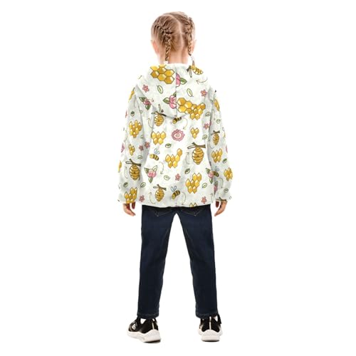 OTVEE Bee Honey Beehive Honeycomb Kids Hoodie Jacket Fall Spring Full Zip Warm Outwear Coat4