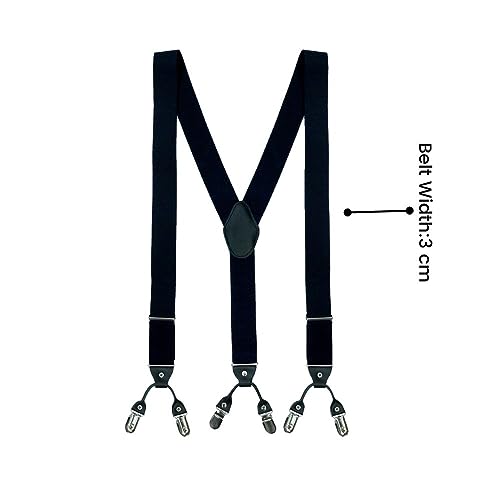 Image of The Tie Hub Suspenders for Men | Slim Clip-On Y-Back Elastic Braces | Adjustable 1.25 Inch | Formal Wedding Office