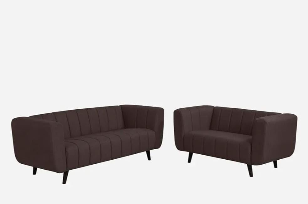 Image of Stellar Hand Striped Five (3+2) Seater Elegant Wooden Base Sofa in Wide Extravagant Fabric, Gives Luxurious Look for Home /Living Room /Office /Guest Room /Hotels