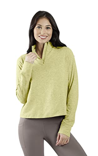Image of 90 Degree By Reflex Cropped Two Tone Heather Long Sleeve Quarter Zip Jacket