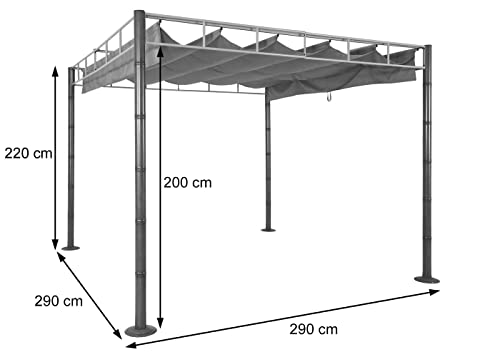 Pergola HWC-L42, tuinpaviljoen terrasoverkapping, stabiel 7 cm metalen frame 3 x 3 m bamboe-look - taupe-bruin - Afbeelding 4